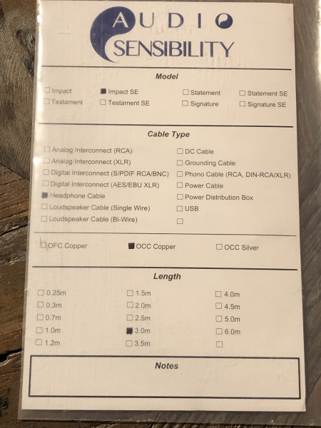 Cable Audiosensibility Impact SE Copper